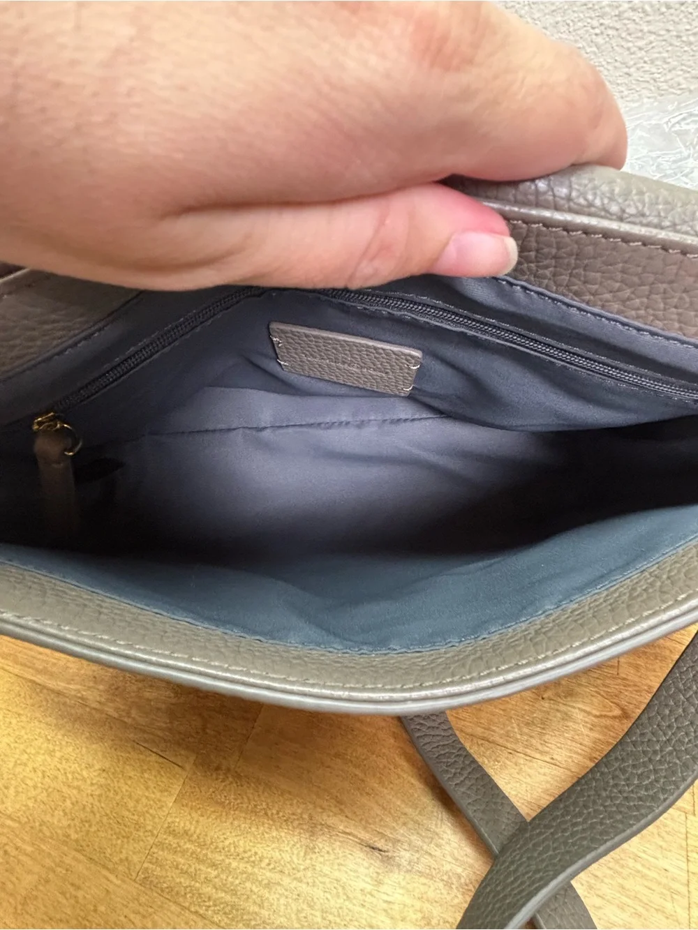 Treasure & Bond Leather Suede Flap Crossbody Bag Grey Taupe Purse Medium